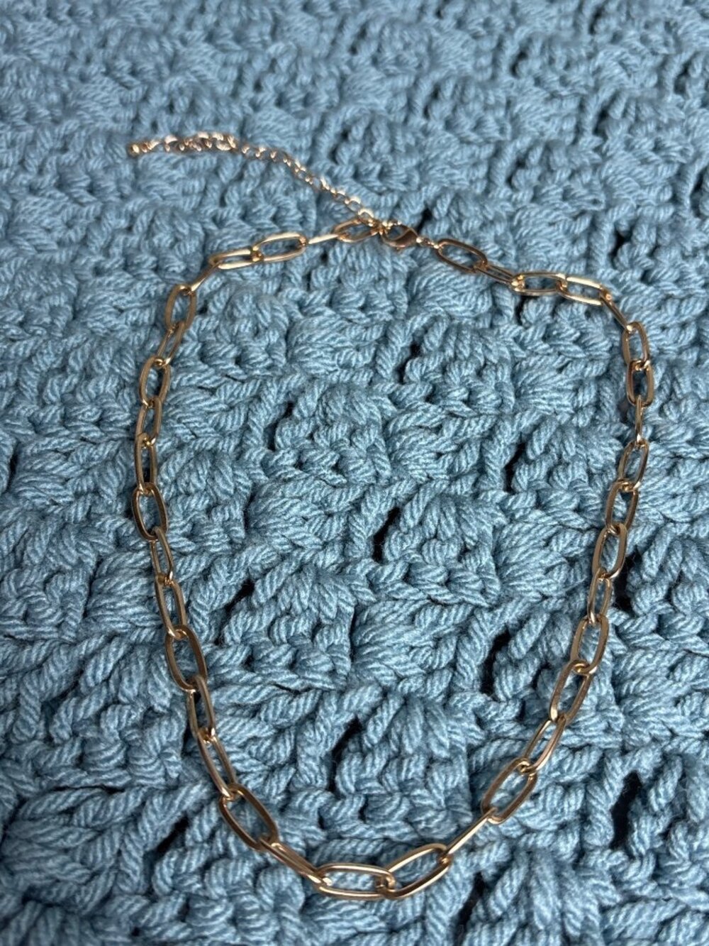 Vintage 90s Goldtone Paperclip Chain Necklace Lobster Clasp 14 - 17 inches Long